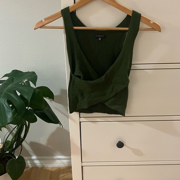 Dynamite Green Ribbed Crop Top - Picture 2 of 2